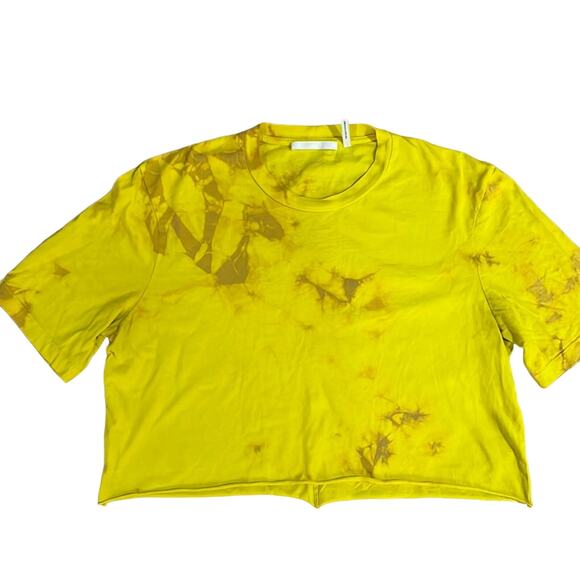 Helmut Lang tie dye cropped yellow T-shirt - Picture 2 of 5